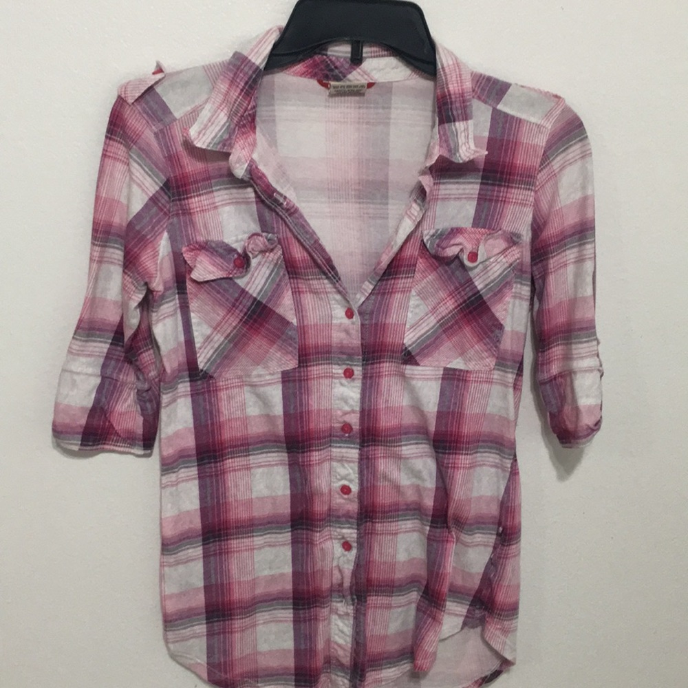 Ladies plaid button down